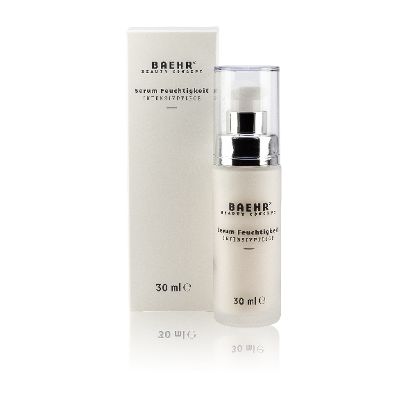 Pumpflacon und Faltschachtel des BAEHR Serums Feuchtigkeit